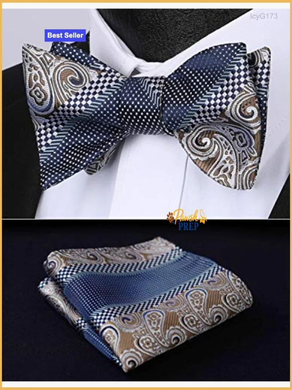 Men's Self-Tie Bow Tie and Pocket Square Set Silk Blend Formal Wedding